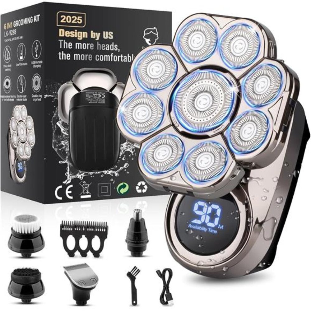 9D Electric Head Shaver for Bald Men, Upgraded 5-in-1 Head Shaver for Bald Men
